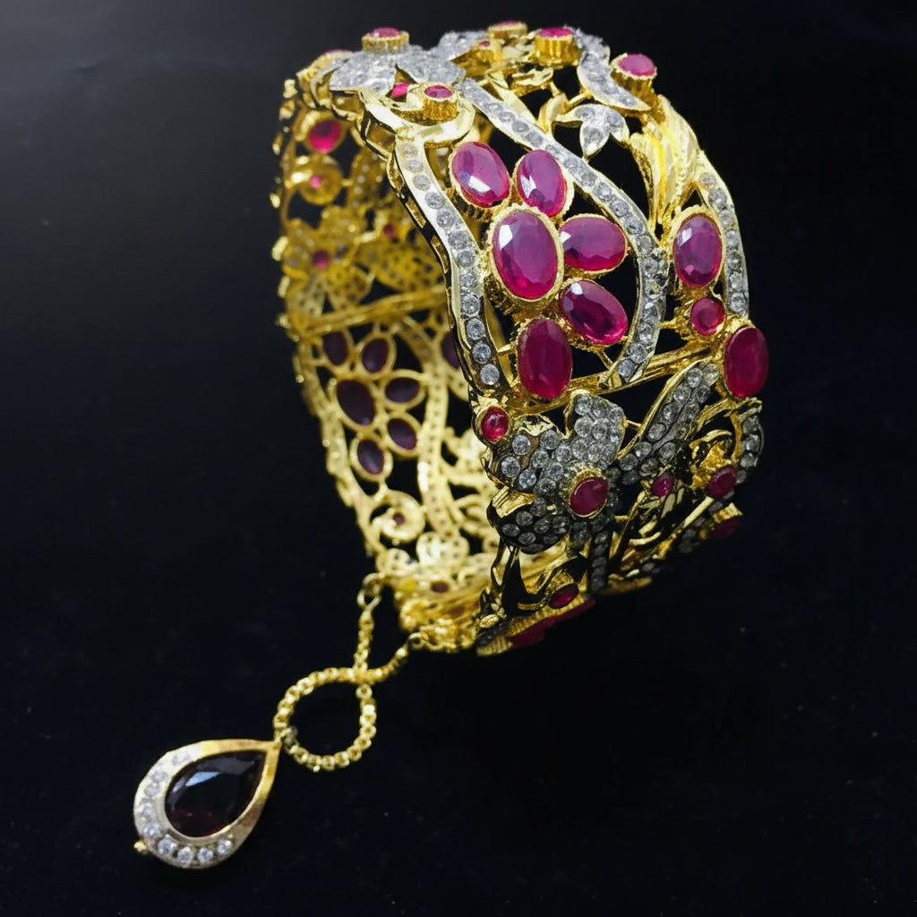 Single Karra with Ruby Shade crystals and Zircons