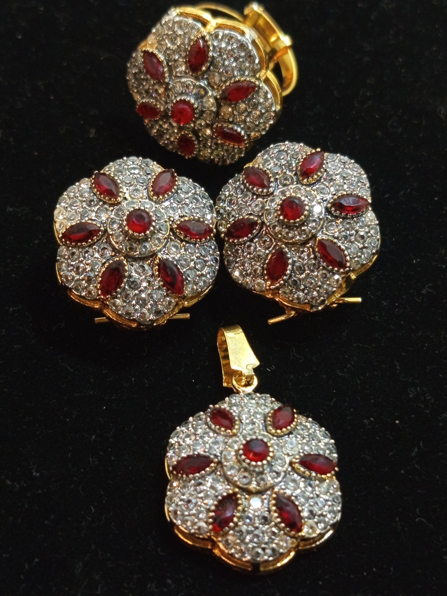Pandent Set Antique Zircons and Ruby crystals