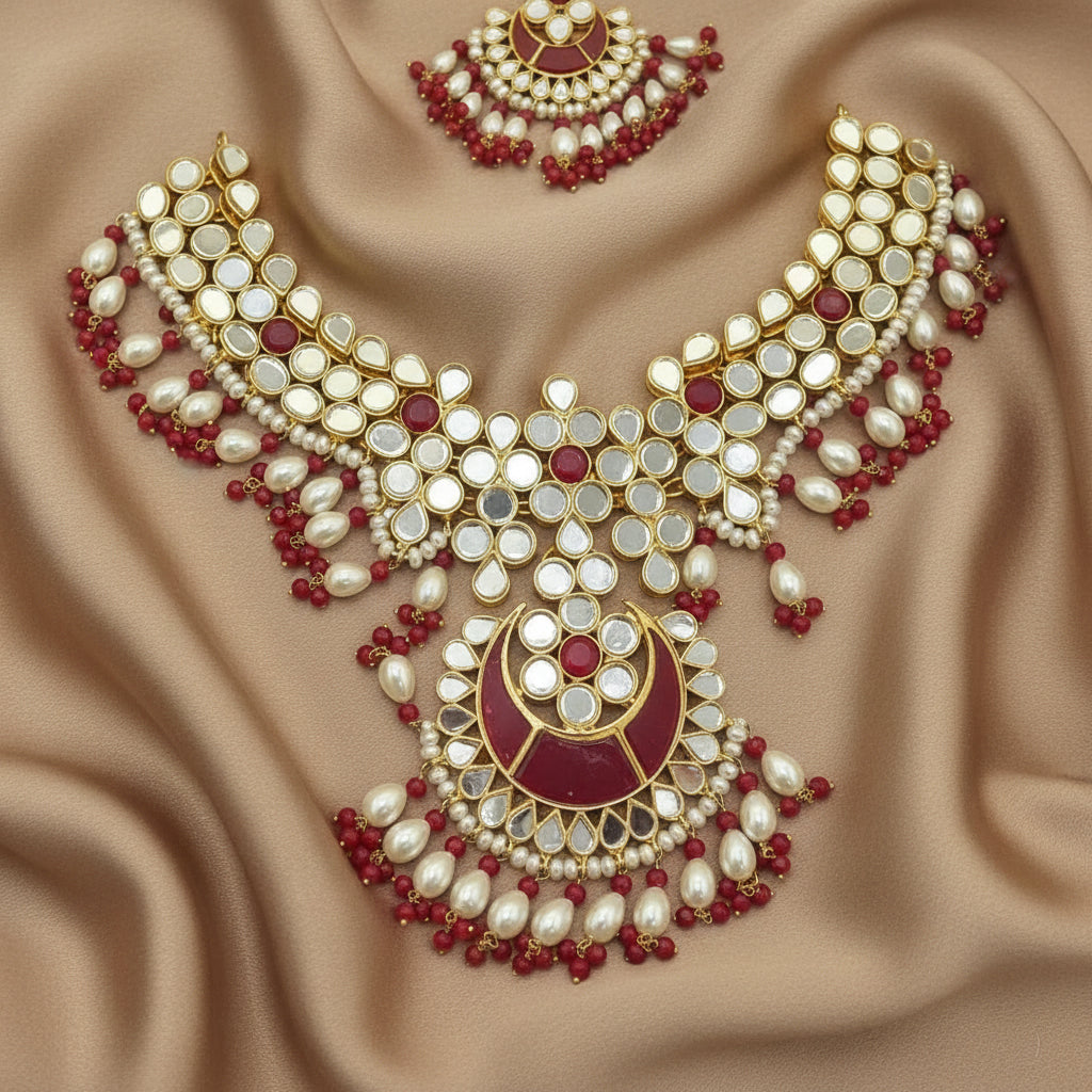 Kunden Necklace with Multani Sheesha Kari Work