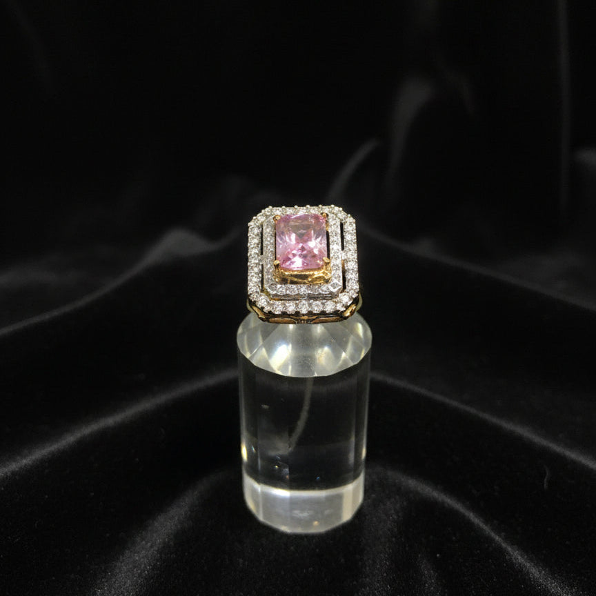 Ring with Square Crystals and Zircons