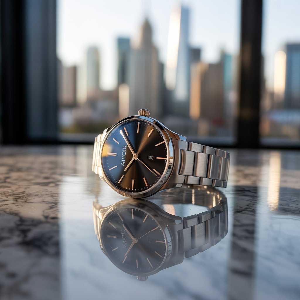 A Sleek stylish Luxury Watch in metal strap