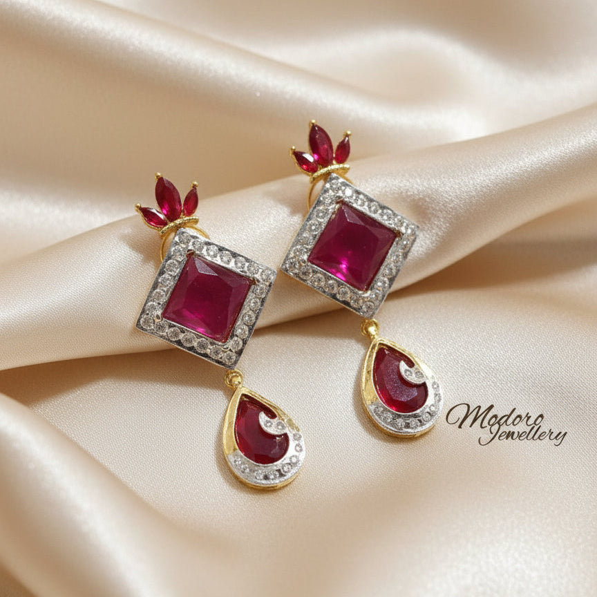 Crystal Studs With Drop