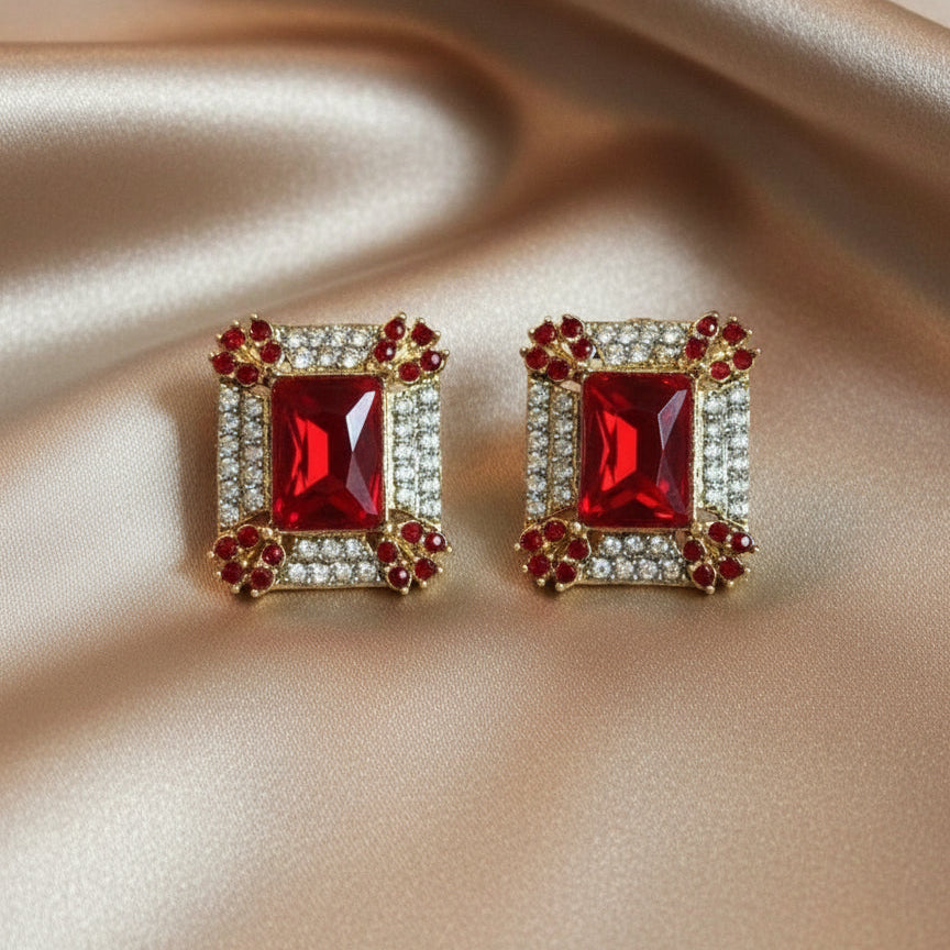 Ear studs agate zircon