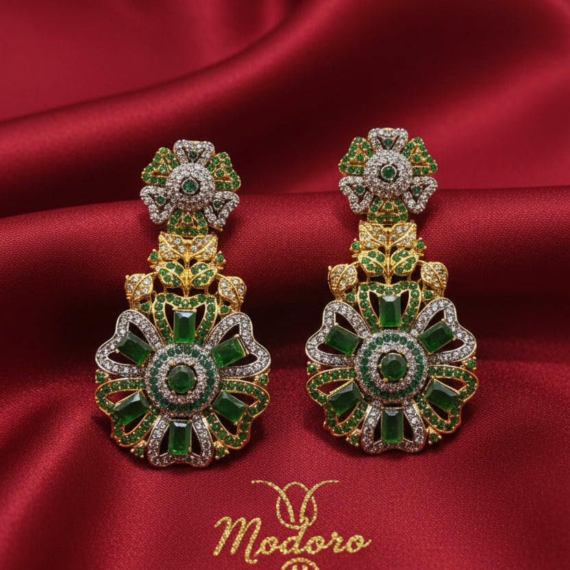 Green long earring
