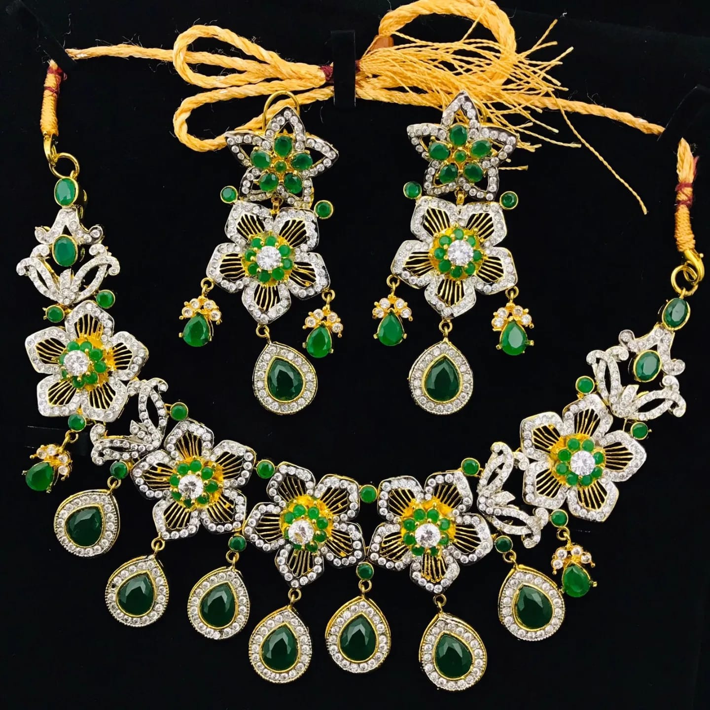 Necklace Emerald Green with CZ Zircons