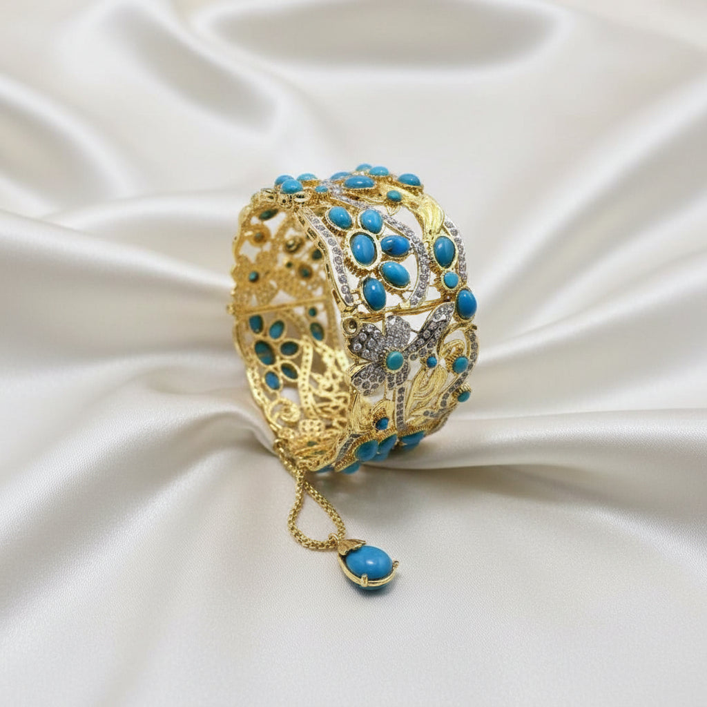 Feroza Turquoise Kangan a Broad Karra 