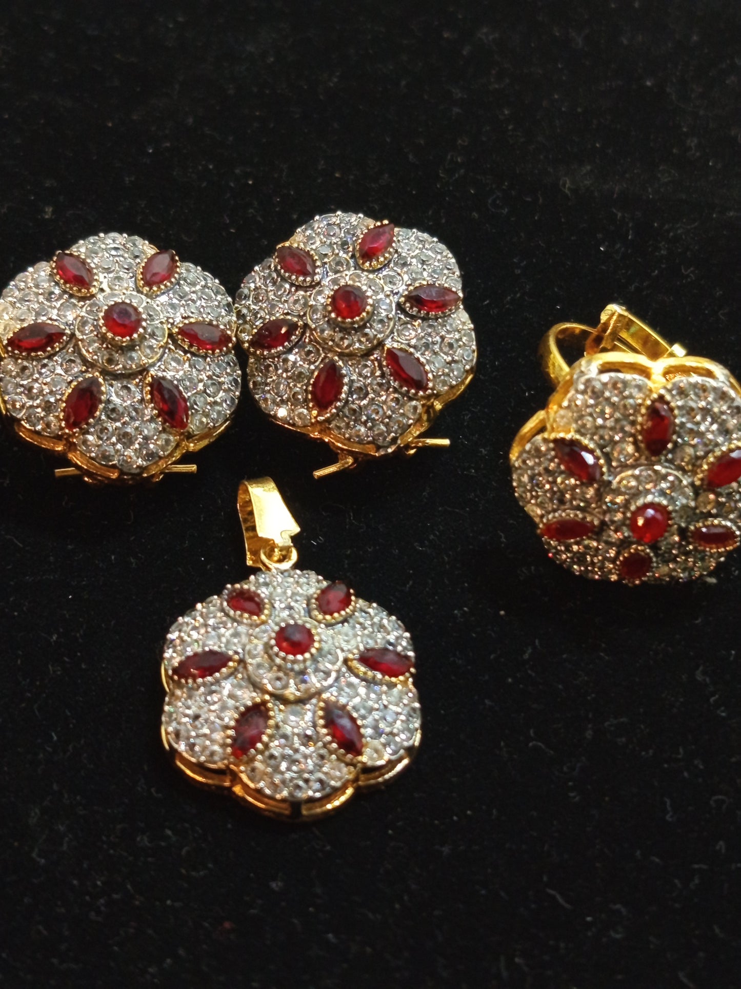 Pandent Set Antique Zircons and Ruby crystals
