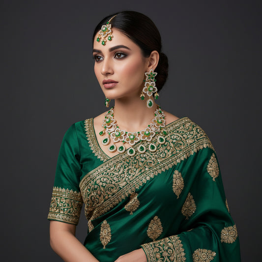 Necklace Emerald Green with CZ Zircons