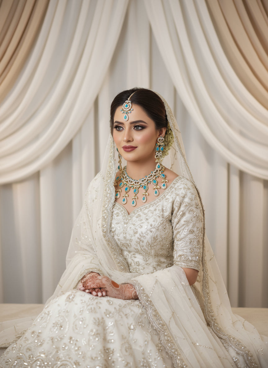 feroza set on white dress